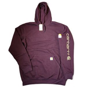 Carhartt Men’s Large Tall Hoodie – Port Maroon, Loose Fit Pullover